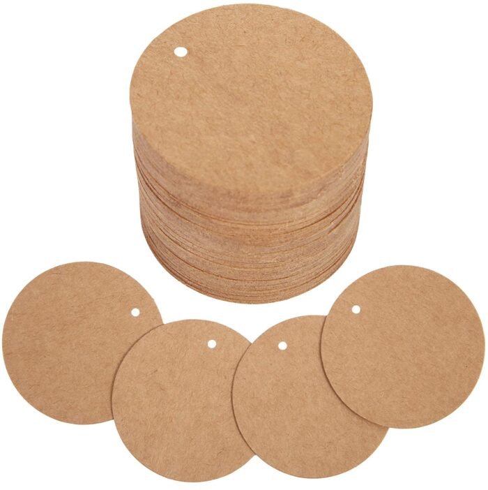 Blank Hangtags Kraft Card Round 2.5 inches 100pcs Packet - Image 4