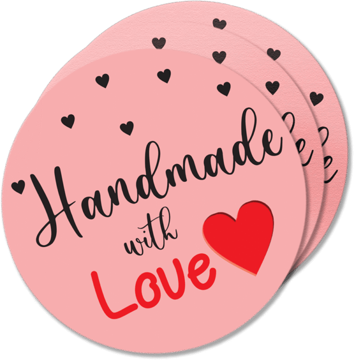 "Handmade With Love" Stickers Pink Round 100PCS - Image 2
