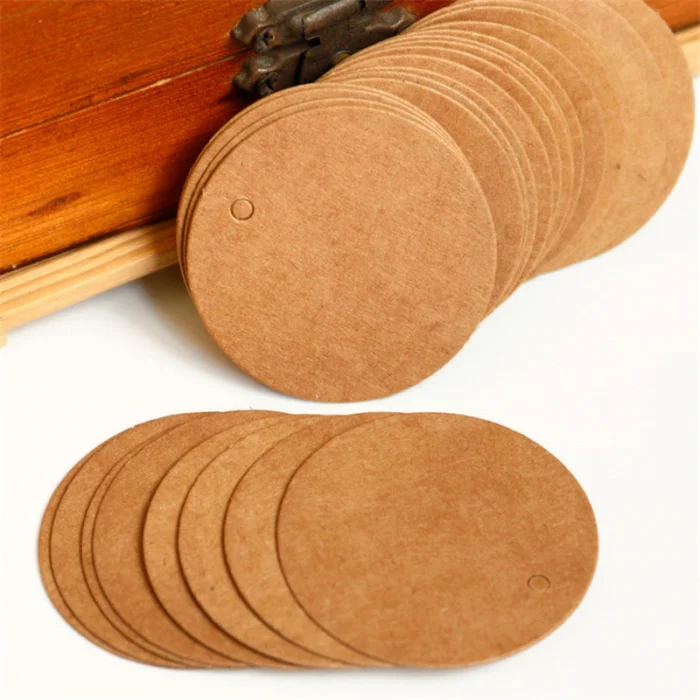 Blank Hangtags Kraft Card Round 2.5 inches 100pcs Packet - Image 2