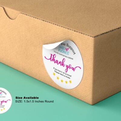 Thank You For Support Small Business Stickers 2.5" Round 100PCS
