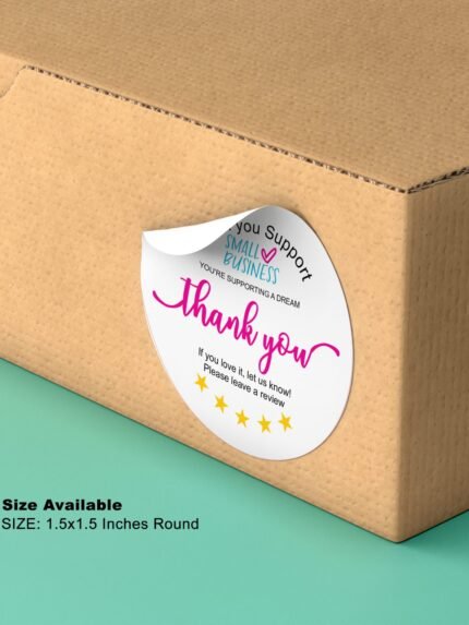 Thank You For Support Small Business Stickers 2.5" Round 100PCS