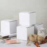 White Corrugated Box Packaging 4x4x4 Inches Square