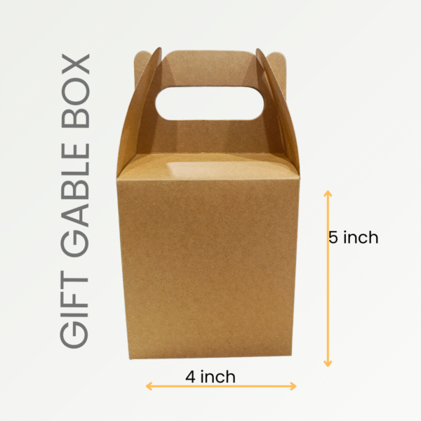 Kraft Gable Gift Boxes with Handles 4x3.75x5 Inches - Image 2