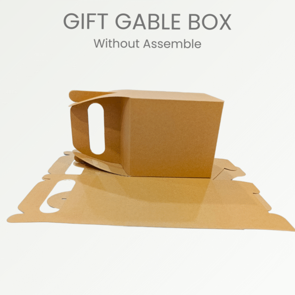 Kraft Gable Gift Boxes with Handles 4x3.75x5 Inches - Image 3
