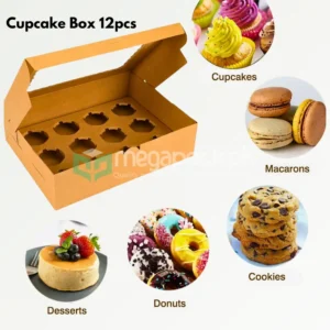 Cupcake Box 12pcs Cupcake Box 13x10x3.5 Inches,Cupcake box,kraft bakery box,cupcake container,bakery carrier box,cupcake packaging,12 cupcake holder,window cupcake box,eco-friendly bakery box,muffin box,pastry box,kraft bakery box Lahore,cupcake packaging Karachi,bakery carrier box Islamabad