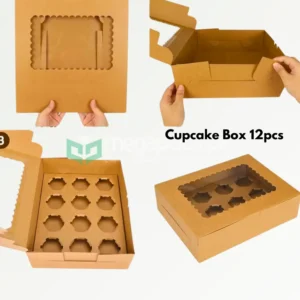Cupcake Box 12pcs Cupcake Box 13x10x3.5 Inches,Cupcake box,kraft bakery box,cupcake container,bakery carrier box,cupcake packaging,12 cupcake holder,window cupcake box,eco-friendly bakery box,muffin box,pastry box,kraft bakery box Lahore,cupcake packaging Karachi,bakery carrier box Islamabad