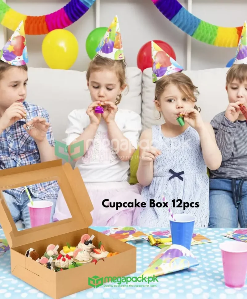 Cupcake Box 12pcs Cupcake Box 13x10x3.5 Inches,Cupcake box,kraft bakery box,cupcake container,bakery carrier box,cupcake packaging,12 cupcake holder,window cupcake box,eco-friendly bakery box,muffin box,pastry box,kraft bakery box Lahore,cupcake packaging Karachi,bakery carrier box Islamabad