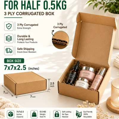 Half KG Shipping Box for Cosmetics 7x7x2.5 Inches Pakistan