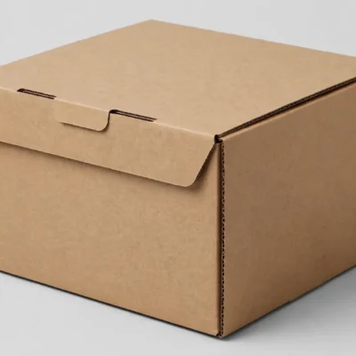 Heavy duty mailer box 10 x 8 x 3.3 inches kraft brown on plain background