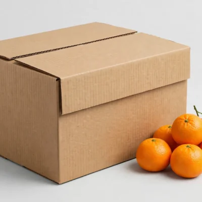 5 ply corrugated kinnow export box 10 kg size on plain background