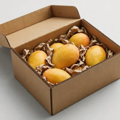 5 ply corrugated mango export box 5 kg size on plain background