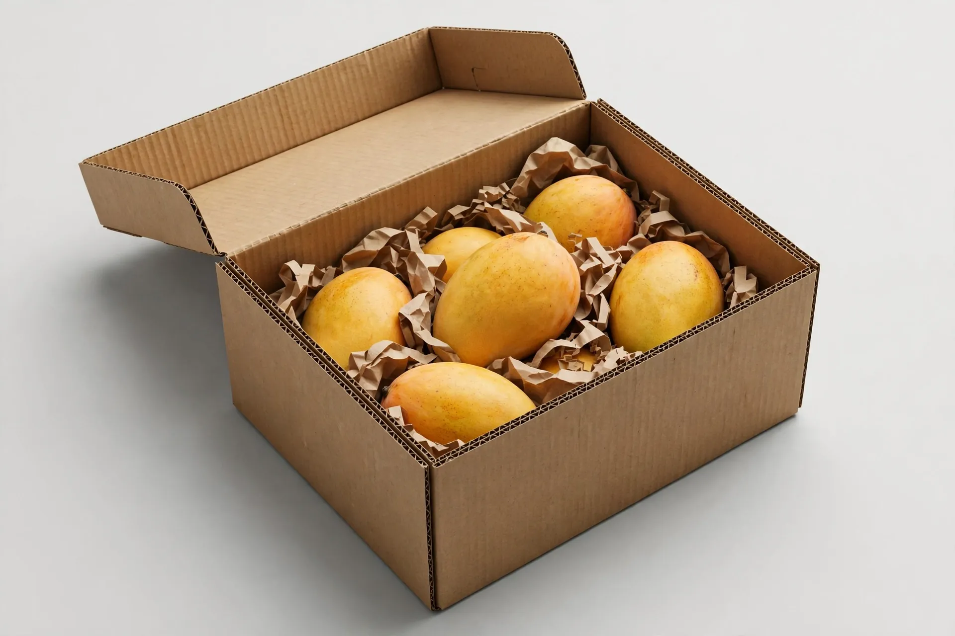 mango box pakistan 5 ply corrugated mango export box 5 kg size on plain background