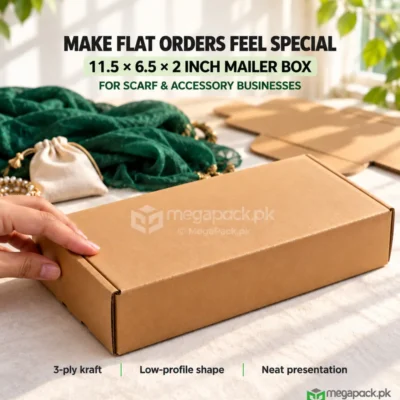 11.5x6.5x2 Kraft 3-Ply Mailer Shipping Box - custom packaging by MegaPack Pakistan