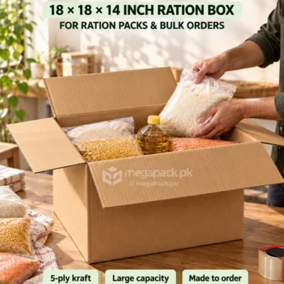 18x18x14 Inches Ration Ramzan Box 5-Ply Heavy Duty - custom packaging by MegaPack Pakistan