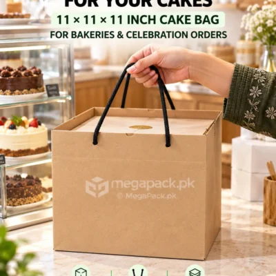 2 Pound Kraft Brown Cake Bag 11x11x11 Inches - custom packaging by MegaPack Pakistan
