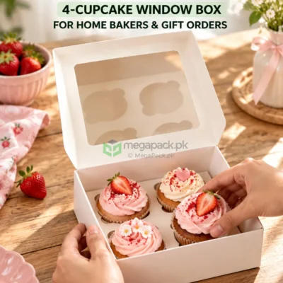 4pc Cupcake Box - custom packaging by MegaPack Pakistan