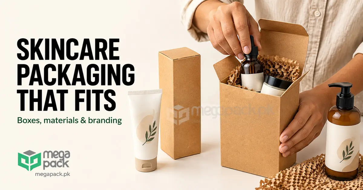 Cosmetic and skincare packaging guide Pakistan with custom boxes, materials and branding tips