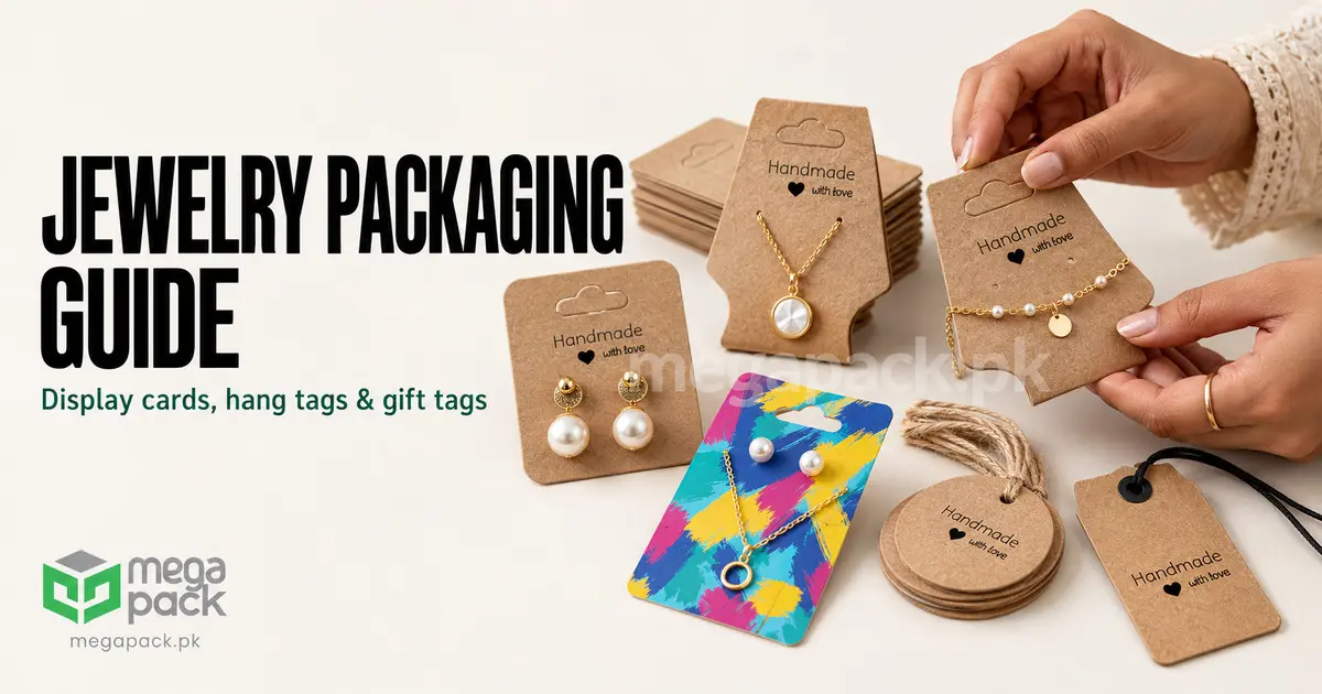 Jewelry and accessories packaging guide Pakistan with display cards, hang tags and gift tags