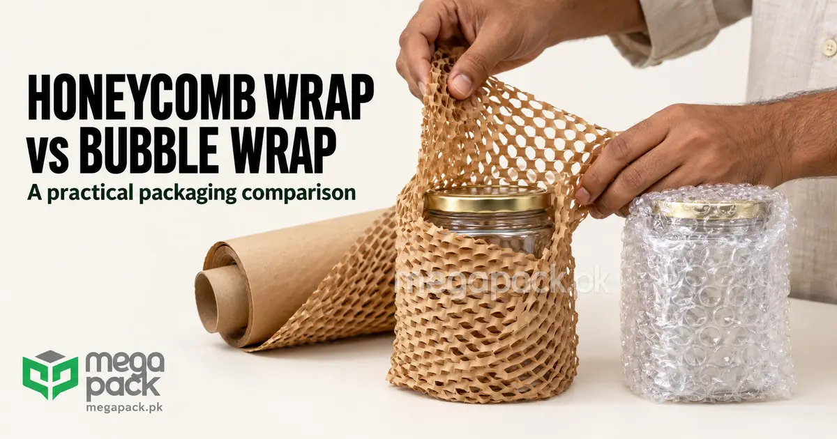 Sustainable eco-friendly packaging guide Pakistan comparing honeycomb wrap vs bubble wrap