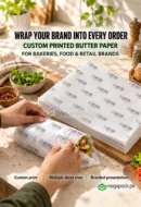 Custom Butter Paper Printing Pakistan Food-Safe Logo Wraps - custom packaging by MegaPack Pakistan