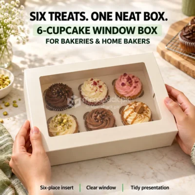 Cupcake Box 6pc - custom packaging by MegaPack Pakistan