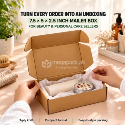 E-Commerce Shipping Box 7.5x5x2.5 Inches - custom packaging by MegaPack Pakistan