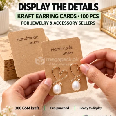 Earring Display Cards For Jewelry, Earrings, Necklaces, Bracelets - custom packaging by MegaPack Pakistan