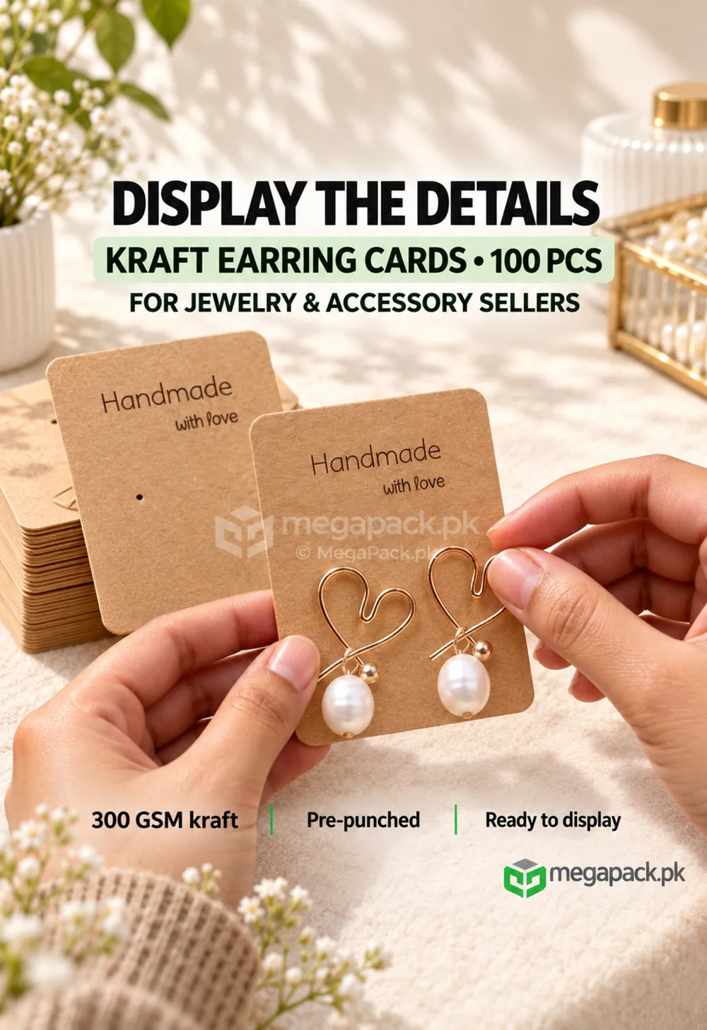 megapack earring display cards for jewelry ugc Earring Display Cards For Jewelry, Earrings, Necklaces, Bracelets - custom packaging by MegaPack Pakistan