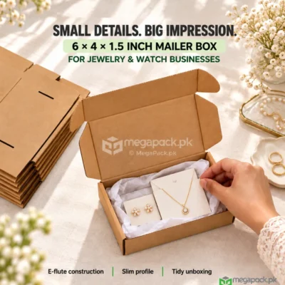 Small Mailer Box 6x4x1.5 for Jewelry & Watch Packaging - custom packaging by MegaPack Pakistan