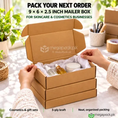 Ecommerce Mailer Box 9x6x2.5 Inches - custom packaging by MegaPack Pakistan