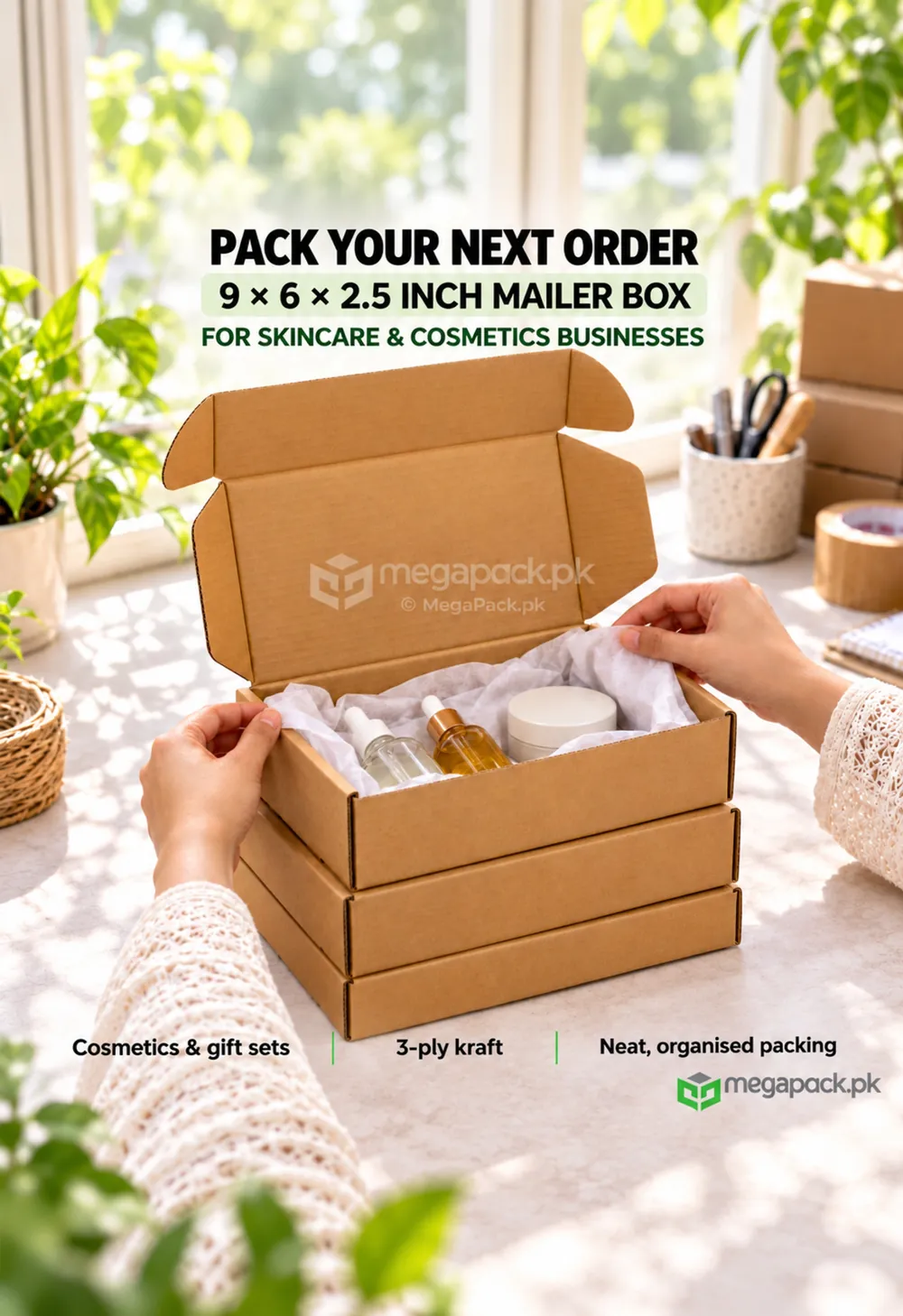 megapack ecommerce mailer box 9x6x2 5 inches ugc Ecommerce Mailer Box 9x6x2.5 Inches - custom packaging by MegaPack Pakistan