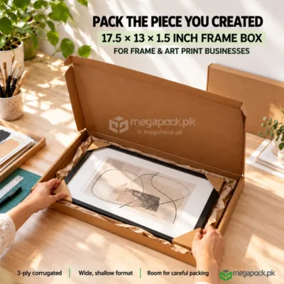 Frame Shipping Box 17.5x13x1.5 Inches for A3 Frames - custom packaging by MegaPack Pakistan