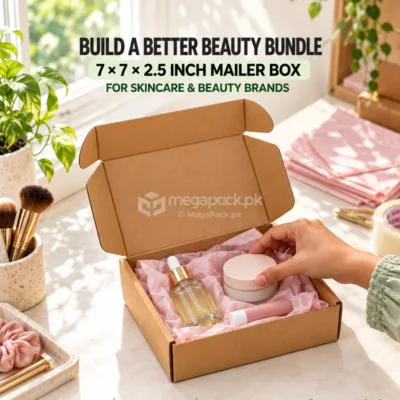 Half KG Shipping Box for Cosmetics 7x7x2.5 Inches - custom packaging by MegaPack Pakistan