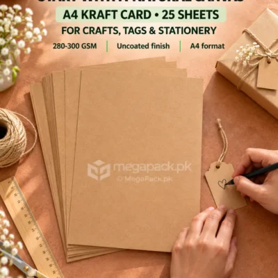 Kraft Card Sheet A4 Size 25pcs Pack - custom packaging by MegaPack Pakistan