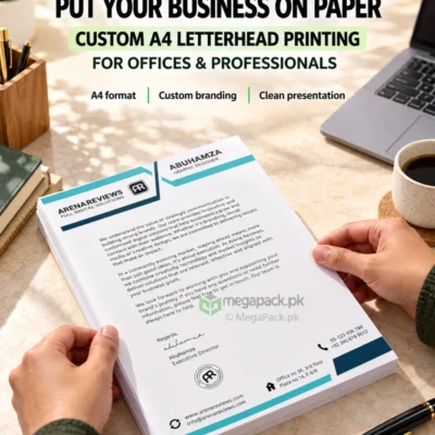 Letterhead Printing A4 Size - custom packaging by MegaPack Pakistan