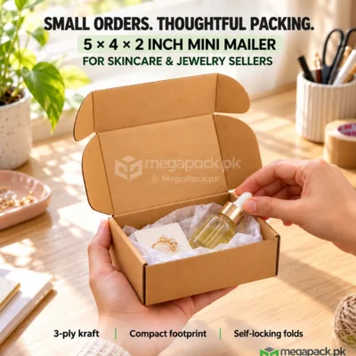 5x4x2 Mini Kraft Shipping Box for Skincare & Jewelry - custom packaging by MegaPack Pakistan