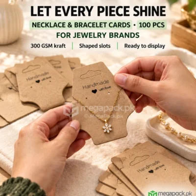 Necklace Bracelet Display Cards for Jewelry Display - custom packaging by MegaPack Pakistan