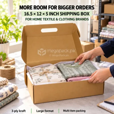 Shipping Box Large 16.5x12x5 Inches for E-Commerce - custom packaging by MegaPack Pakistan