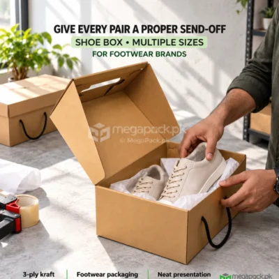 Shoe Packaging Box 3-Ply Brown Kraft (All Sizes) - custom packaging by MegaPack Pakistan