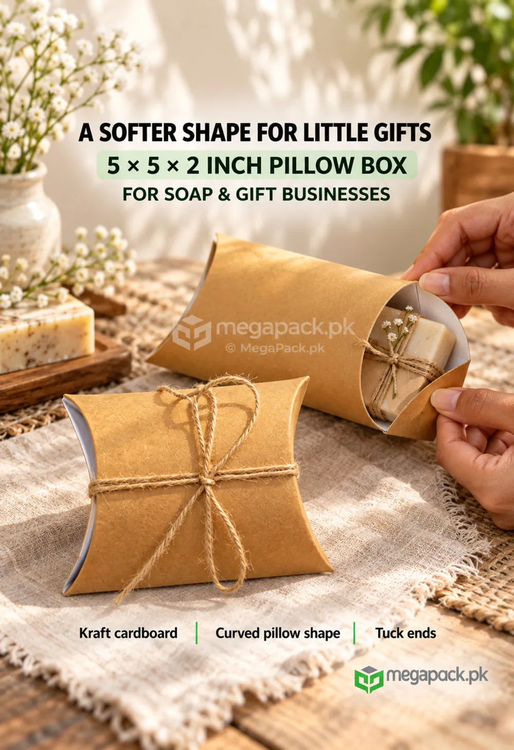 megapack soap box pillow style box 5x5x2 inches ugc Soap Box Pillow Style Box 5x5x2 Inches - custom packaging by MegaPack Pakistan