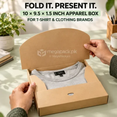 Eco-Friendly Kraft Boxes 10x9.5x1.5 Packaging for Apparel - custom packaging by MegaPack Pakistan