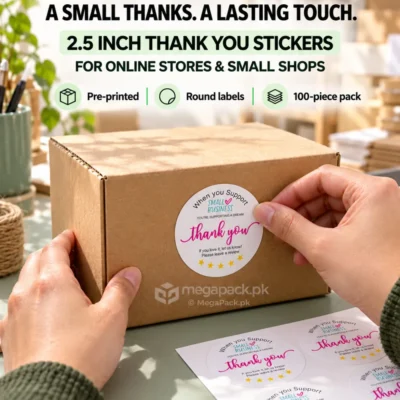 Thank You For Support Small Business Stickers 2.5 Round 100PCS - custom packaging by MegaPack Pakistan