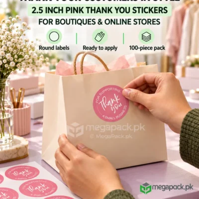 Thank You Sticker 2.5 Inches Pack-100pc - custom packaging by MegaPack Pakistan