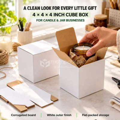 White Corrugated Box 4x4x4 Inches Square Box - custom packaging by MegaPack Pakistan